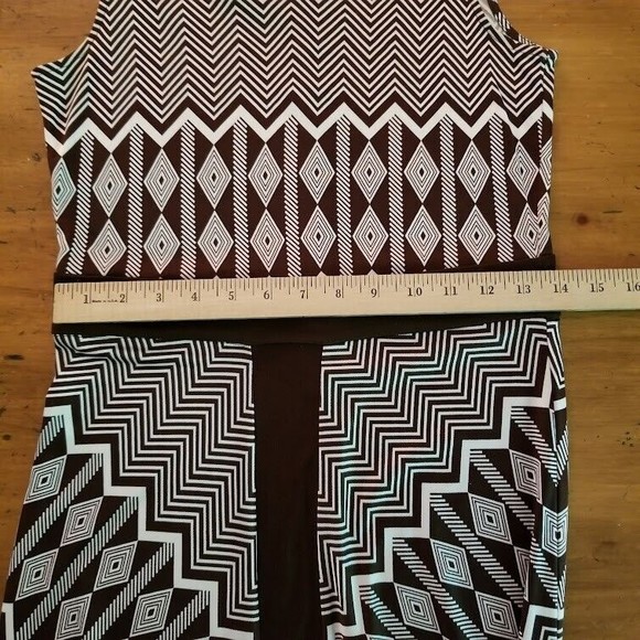 Tory Burch Brown Chevron Midi  Sleeveless 100% Silk Dress Sz Small - Picture 5 of 14